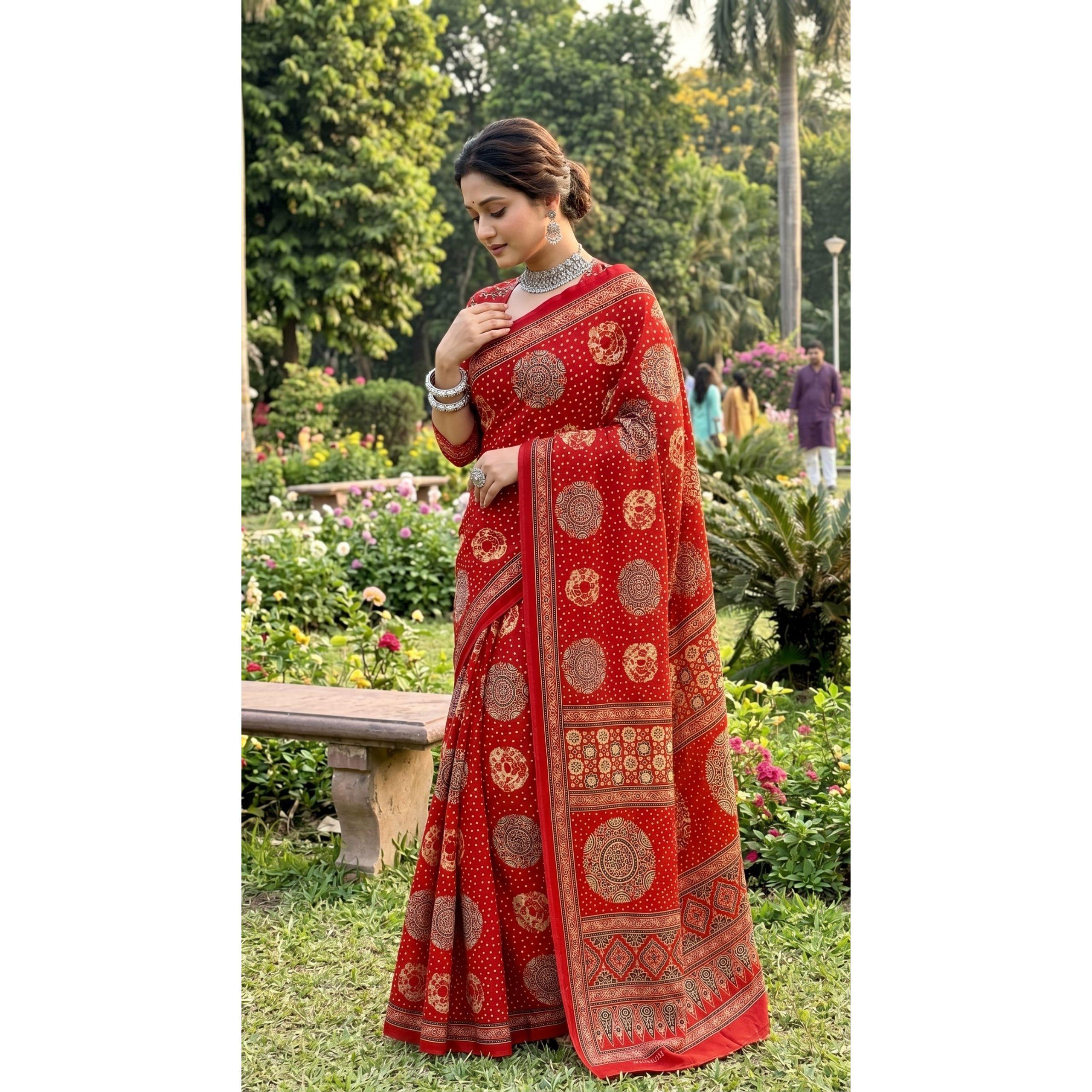 New Launch Beautiful Bagru Printed Saree Collection