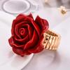Neuer Eingang rote Farben Harz Rose Blume Goldfarbe Verstellbarer Ring Damen Hochzeitsfeier Mode Statement Fingerringe