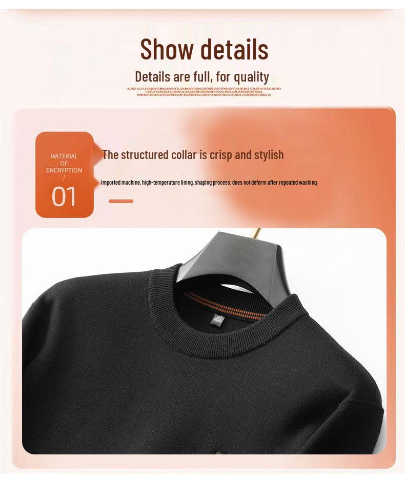 2025 Autumn-Winter Men's Plus Size Velvet Thick Sweater, Casual Round-Neck Warm Knitwear