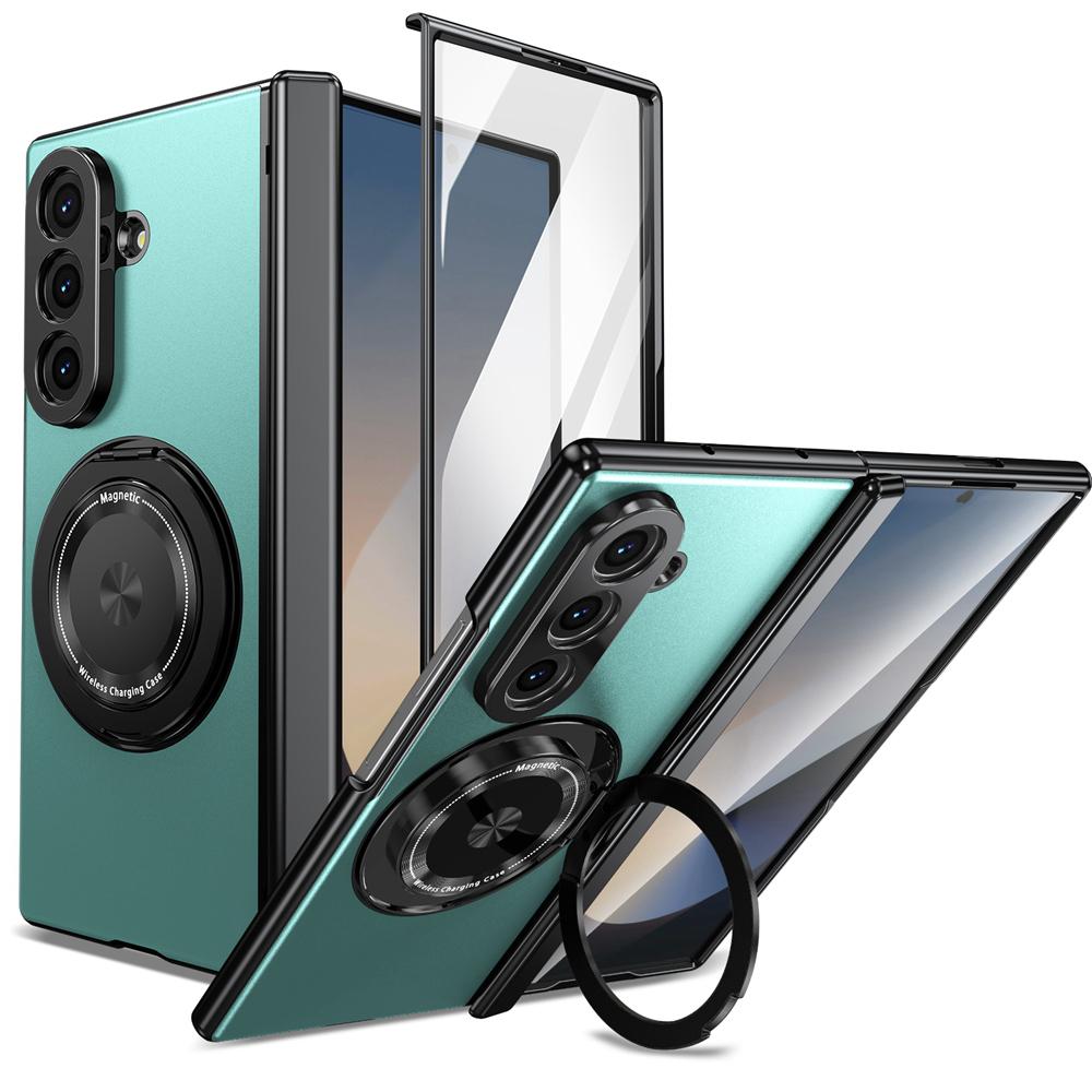 KEYSION 360°Rotating Magnetic Ring Stand Case for MagSafe for Samsung Galaxy Z Fold 7 5G Hinge Phone Cover with Screen Protector