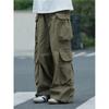 Retro overalls men's and women's spring and autumn trousers new design sense multi-pocket drawstring wide-leg casual trousers