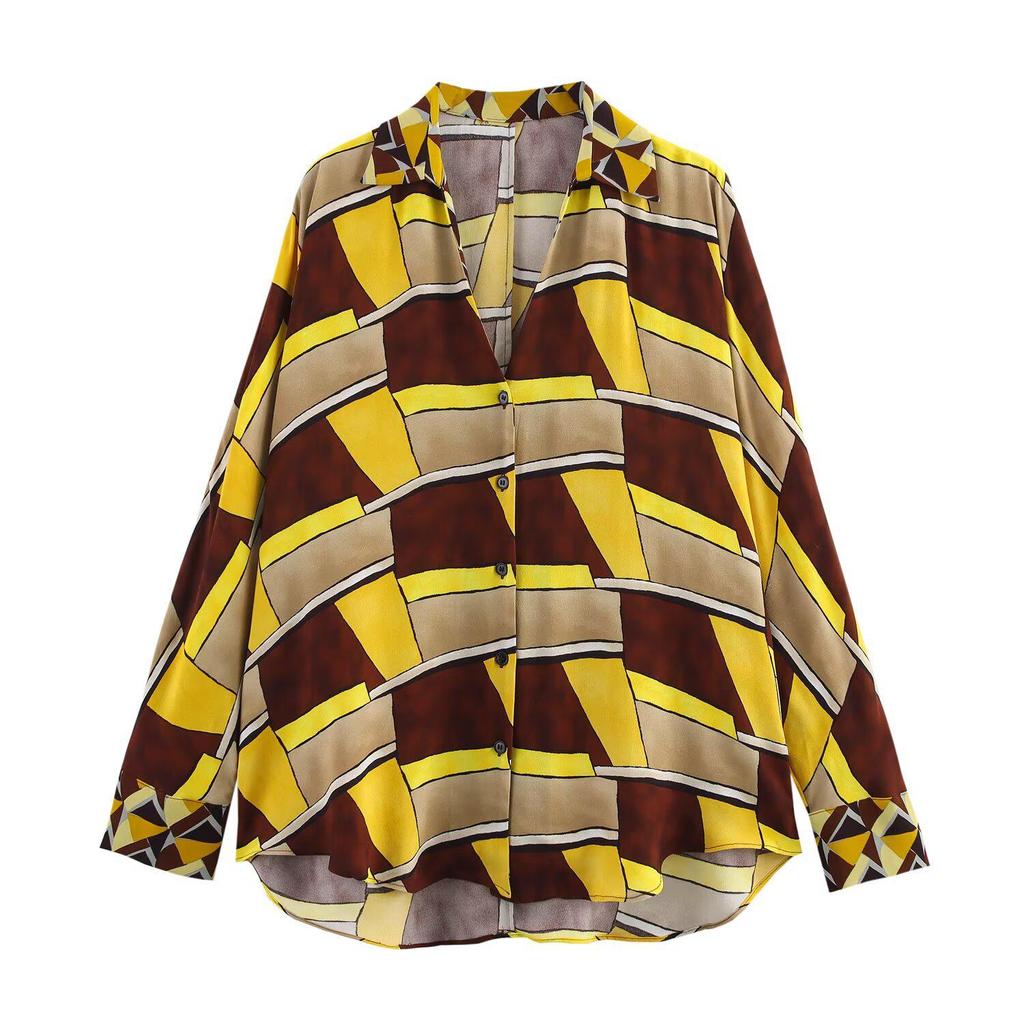 Spring 2025 Women's European & American Street Fashion Print Shirt + Pants Set