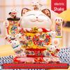 Medium Ceramic Lucky Cat Figurine with Electric Waving Paw - Prosperity Charm for Shops and Gifts