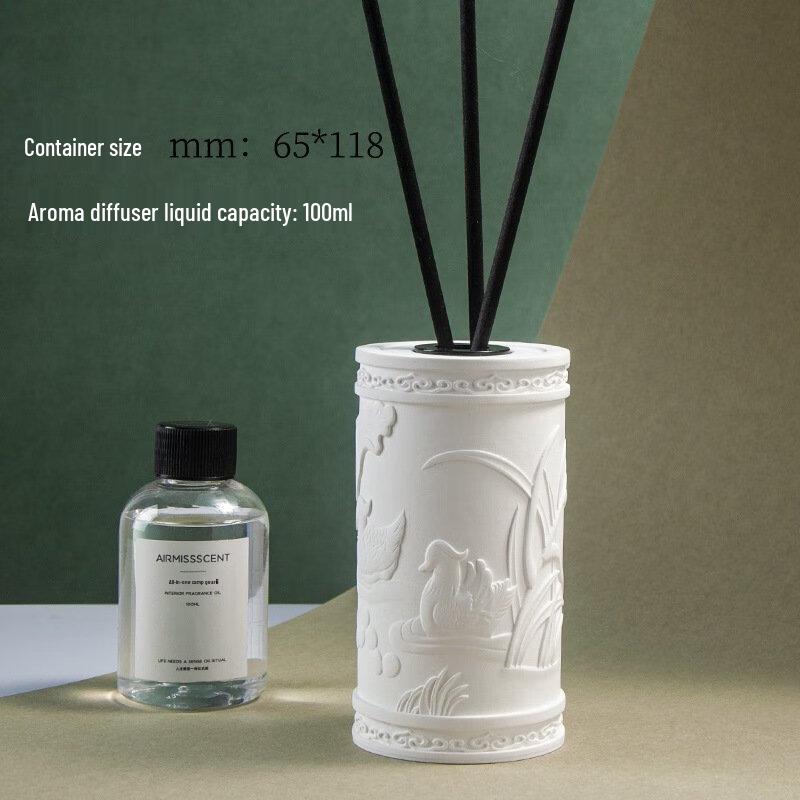 Vintage Chinese Lotus & Mandarin Duck Relief Diffuser Set