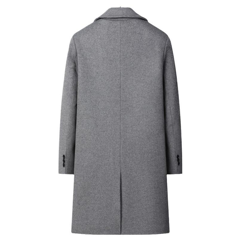 Høst og Vinter Britisk Herre Ullkåpe Medium og Lang Dresskrage Fortykket Ull Ullkåpe