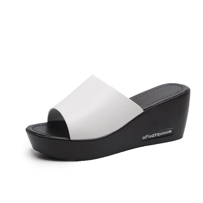

Women s High Heel Wedge Slippers - Summer 2021 European & American Style with Open Toe and Thick Sole. 40 білий