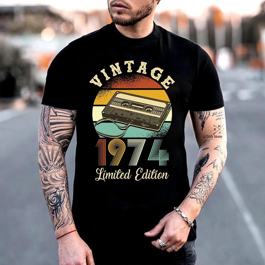 Retro Limited Edition Born In 1974 T Shirt Unisex Vintage 1974 Tshirt Cassette Tape Teeshirt Unisex Unisex Tshirt 70s Birthday Clothes