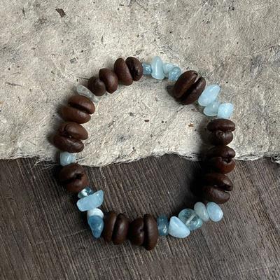 1 Stück Böhmisches Natursteinperlenarmband mit Kaffeebohne & Meersalz Handgefertigt Perlen Geeignet für Frauen, Arabesken-Stil, Natürliche Materialien