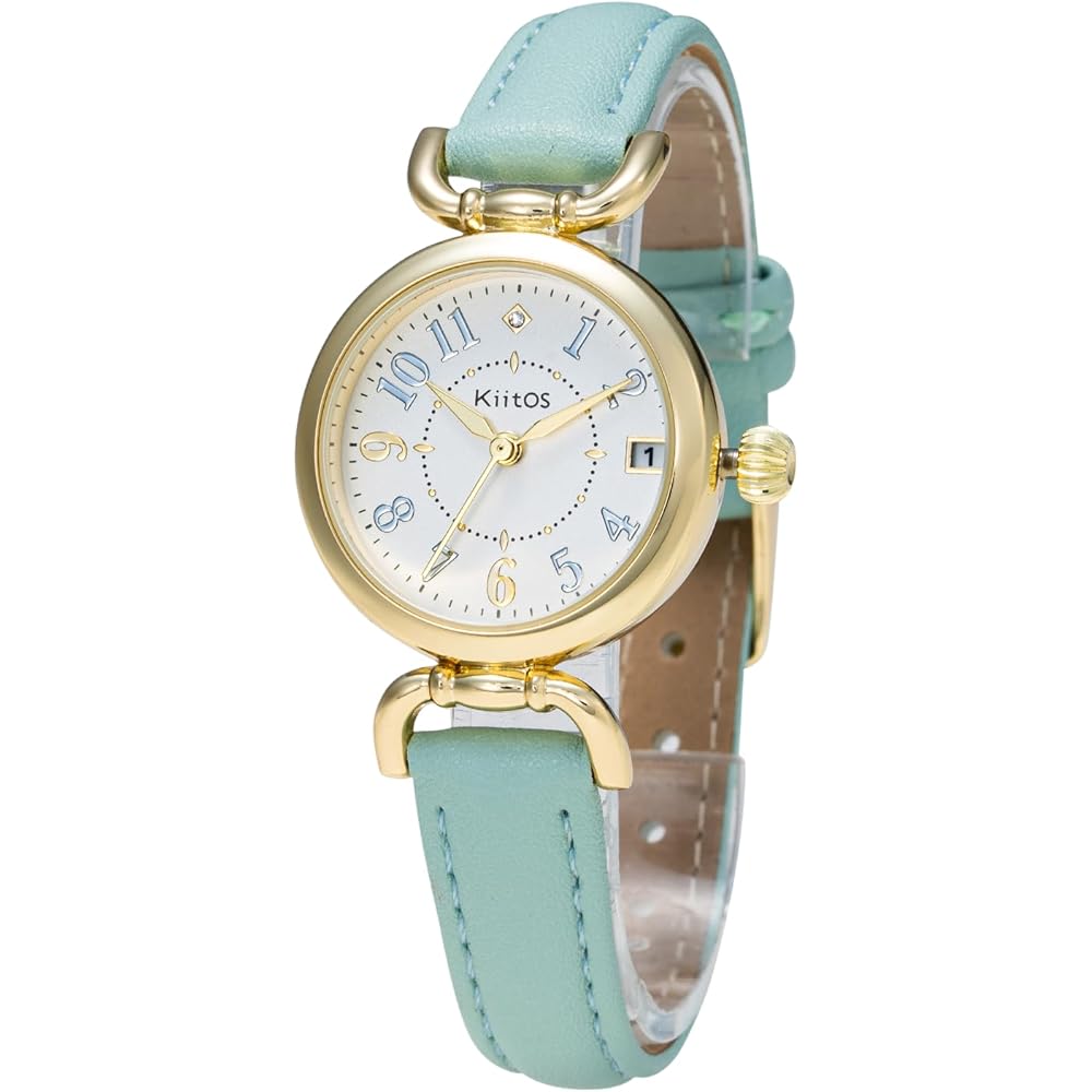 Kiitos Women s Simple Cute Watch with Date Display Nickel-Free Slim Strap Mint Color