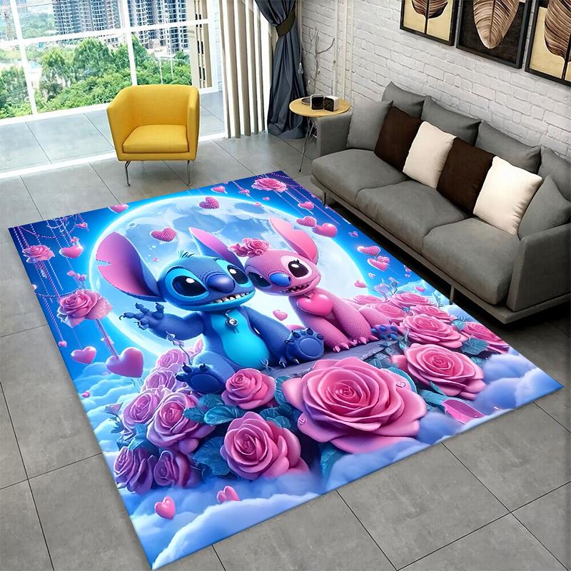 Cute S-Stitch Cartoon Non-Slip Area Rug for Living Room,Bedroom,Playroom,Soft Carpet Floor Mat Home Decor Rug Kids Room Gift