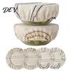 Sustainable Kitchen Essentials for Home Sourdough Jars Covers, Reusable Elastic Linen Bowl Retro Striped Liners Baking Breathable Cloth Covers