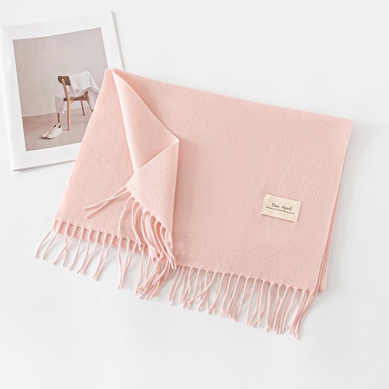Cashmere feel solid color scarf women's imitation cashmere autumn and winter atmosphere versatile medium and long shawl scarf