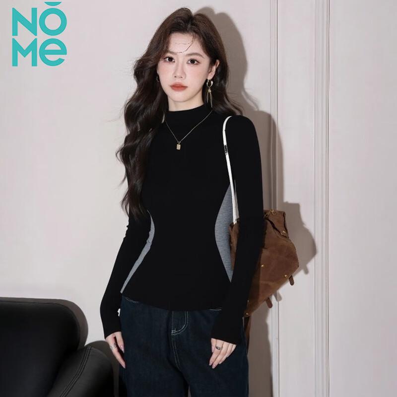 NOME Women s Ribbed Mock Neck Slimming Long Sleeve Top L