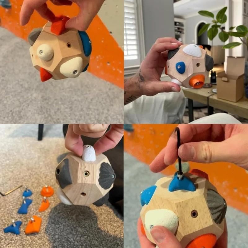 Boulder Block Climb DIY Climbing Ball Wooden Finger Strength Exercise Tools Rock Climbing Training Supplies Climbing Gifts