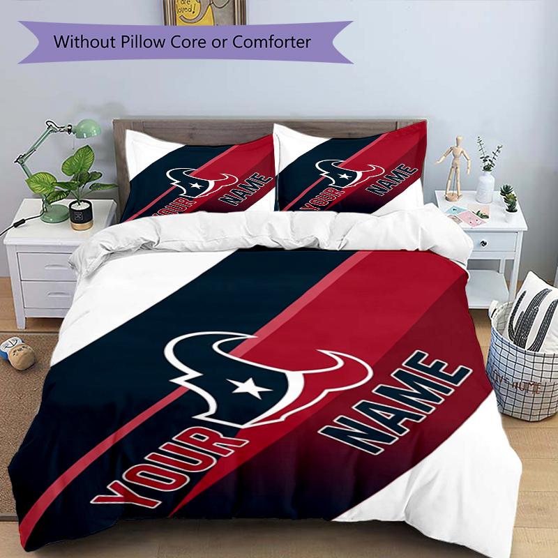 Houston Texans Fan Gear Custom Name Text Print 1Pc Bedding Set Duvet Cover With Two Pillowcases Soft Bed Linen For Household Bedroom