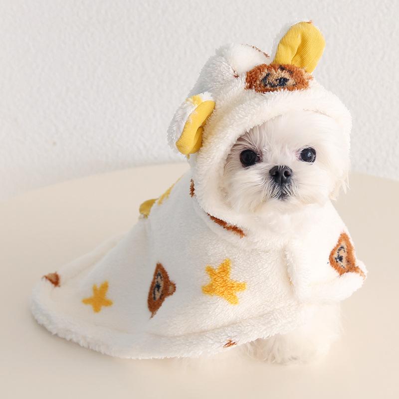 Winter Autumn Pet Hooded Blanket Cloak Indoor Fleece Dog Sleeping Cape Puppy Poncho Coat French Bull Outfit