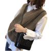 Japanese Style Women's V-neck Knitted Vest - Spring & Autumn Sleeveless Sweater Cardigan