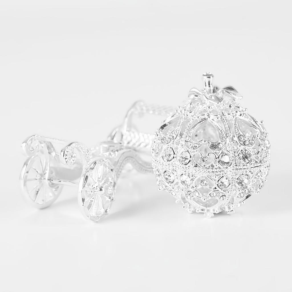 Silver Carriage Jewelry Box with Ring Holder and Accessory Storage Box, Vintage Rhinestone Style Decorative Storage Box Suitable for Rings, Earrings,