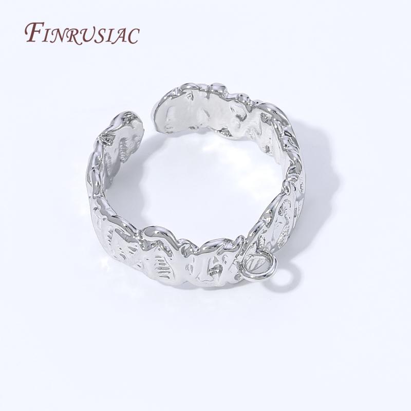 18K Gold Plated Open Adjustable Ring Blank Base,Brass Ring Setting with Loop,DIY Jewelry Making Components For Charm Pendant