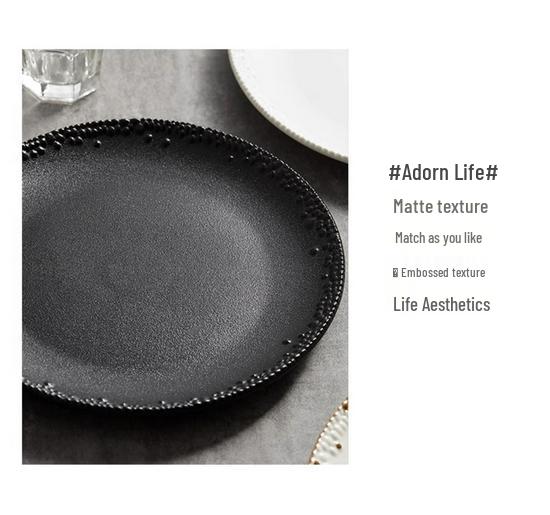 Japanese Ceramic Dinner Plate for Steak, Noodles, Salad, and Western Dishes