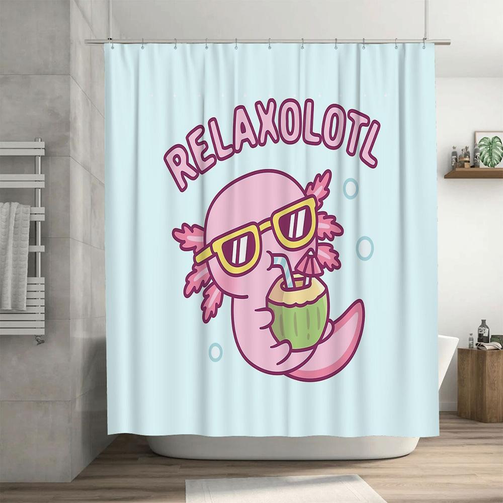 Axolotl Bath Curtain Cute Salamander Shower Curtain Tropical Ocean Theme Bathroom Decor Waterproof Funny Pet Lover Gift