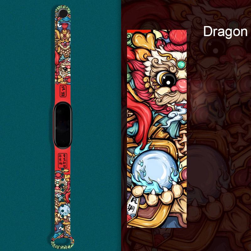 

Силиконовый ремешок с рисунком китайского зодиака для Xiaomi Mi Band 3 4 5 6, сменный браслет for mi band 3 4