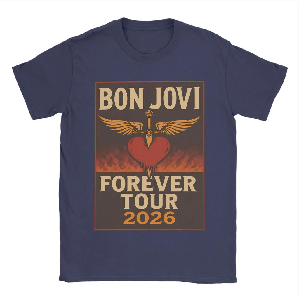 Harajuku T Shirt Summer Bon Jovi Keep The Faith World Tour Cotton Tshirt for Unisex Women Awesome Wholesale Short Sleeve Tees