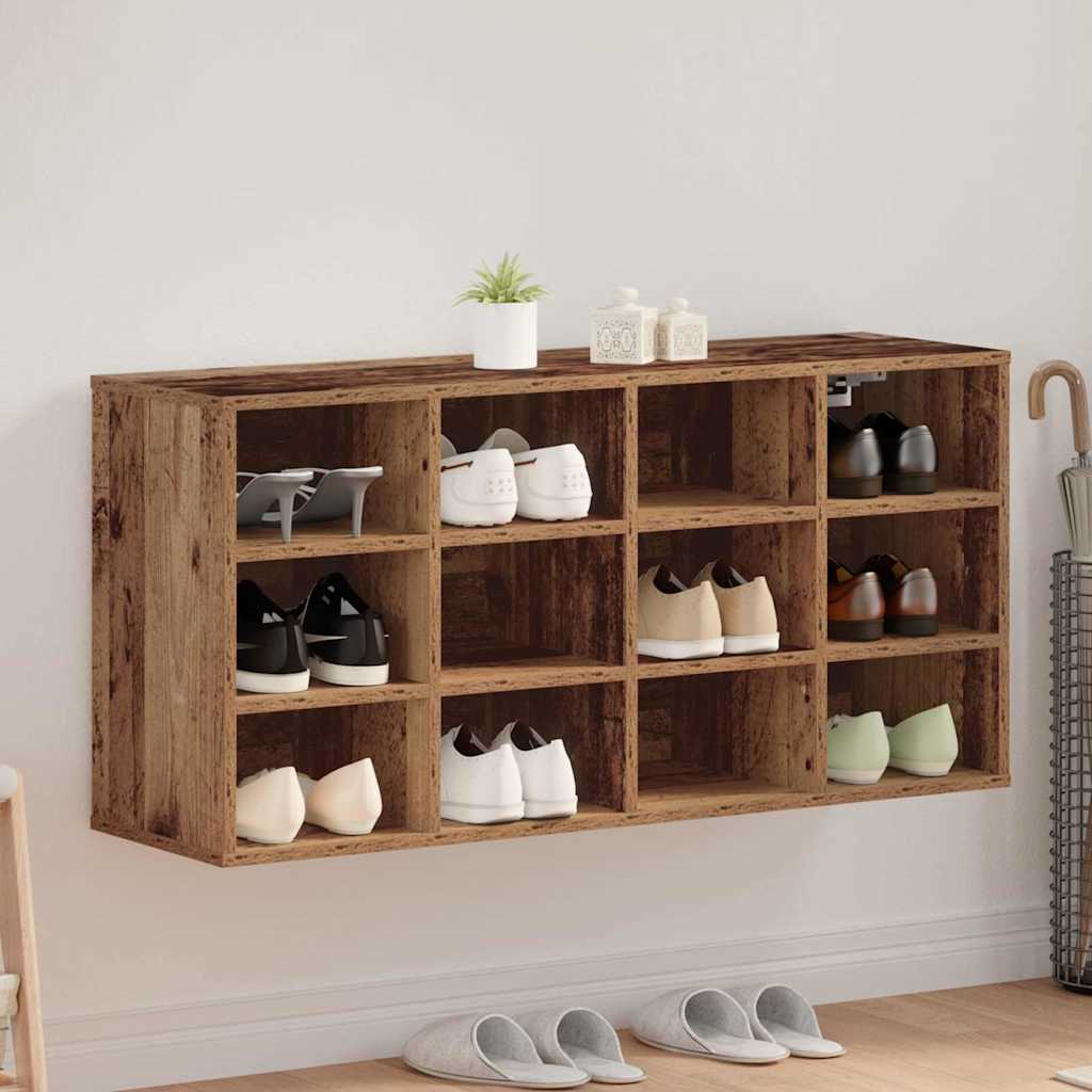 Shoe Cabinet with Shelf Rustic Wood Finish 103 x 30 x 51 cm Engineered Wood