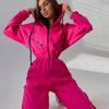 Sports and Leisure Women's Zipper Decoration Hooded Jumpsuit One-piece Suit