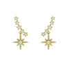 Temperament Shiny Gold Color Zircon Star Dangle Earrings for Women New Korean Fashion Charm Party Stud Jewelry Accessories Gift