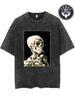 Aesthetic Skeleton Streetwear Skull Graphic Art Printed Men'S Washed T-Shirt, 230G High-Quality Pure Cotton Washed