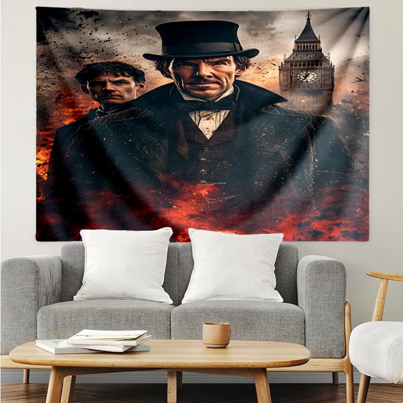 1PC Sherlock Victorian Mystery Quick-Dry Tapestry, Unique Design Tapestry, Suitable for Bedroom,Livingroom, Playroom,Heartwarming Holiday Gifts