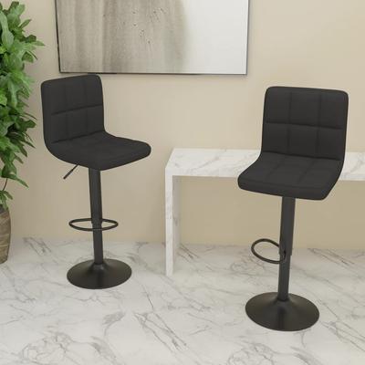 Vidaxl Bar Stools, 2 Pcs, Black, Upholstered In Fabric