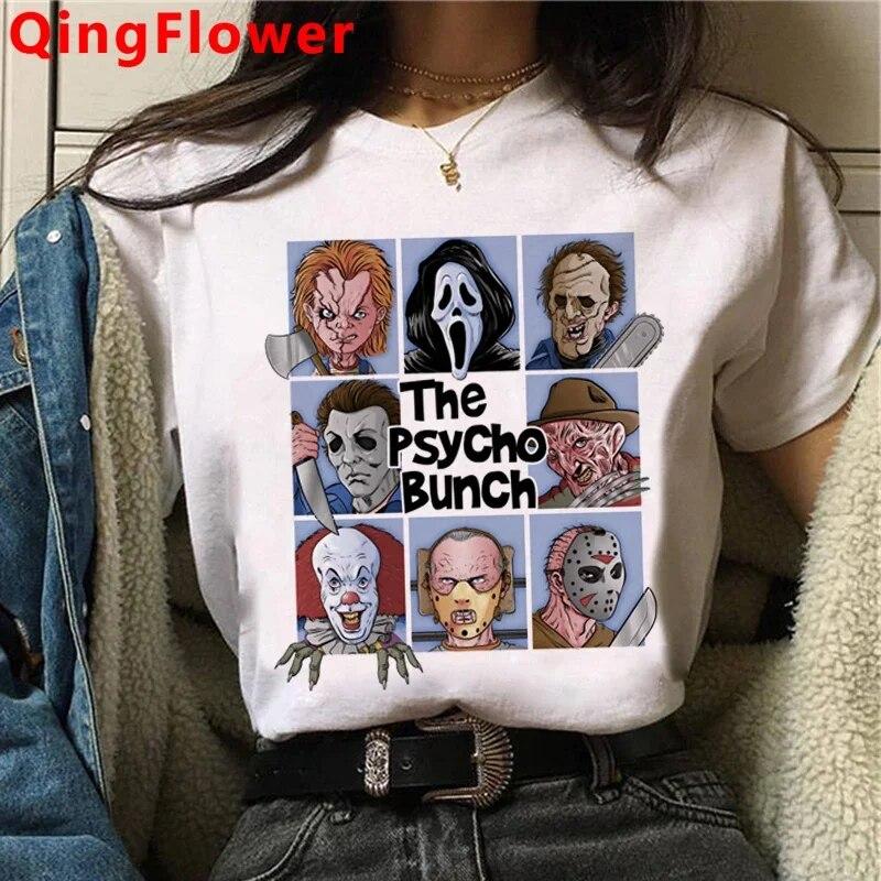 Chucky Harajuku Funny Cartoon Horror T Shirt Women Harajuku Ullzang Graphic T-shirt Vintage Anime Unisex Tshirt Fashion Top Tees FeUnisex
