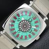 VINTAGE REFURBISHED HAND-WINDING ROULETTE SWISS MENS SEA GREEN WATCH A700925-5 R205a-a700925