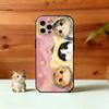 Pink Oil Painting Style Cat Phone Case For iPhone 17, 16,15,14,13,12,11 Plus,Pro Max, Others Soft Black Cover