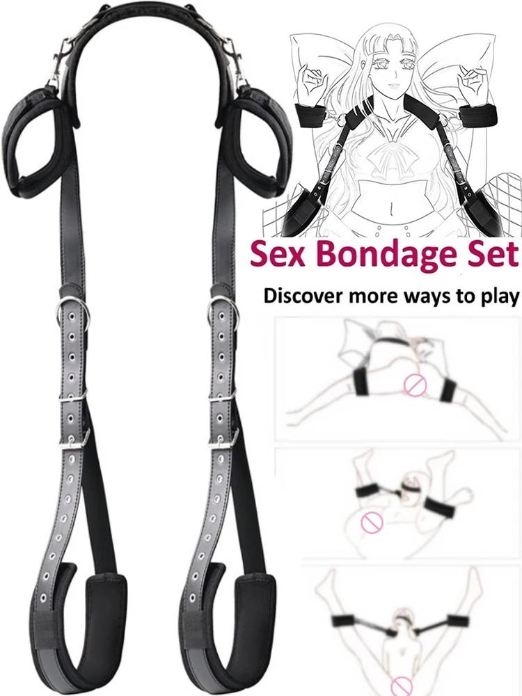 Adult Game Restraints Fetish Erotic Sex Toys For Couples Women Bandage Slave Collars Obedience Handcuffs Master Bondage Kit