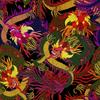 Outdoor Dekostoffe Oxford - Motiv Bunte Chinesische Drachen
