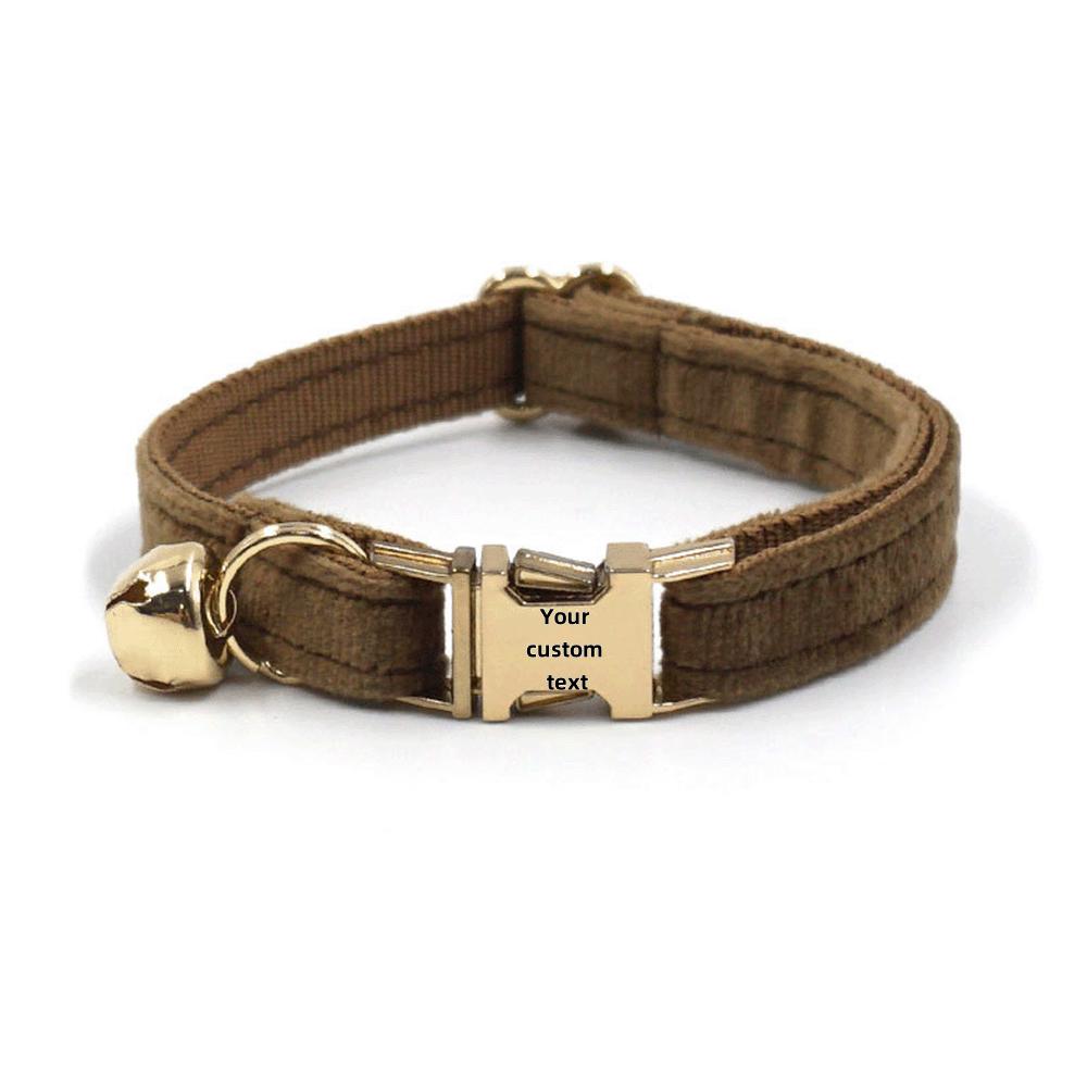 Personalized Soft Pet Choker Custom Name Phone Number Golden Buckles Adjustable Velvet Kitty Neckband Small Dog Identity Jewelry