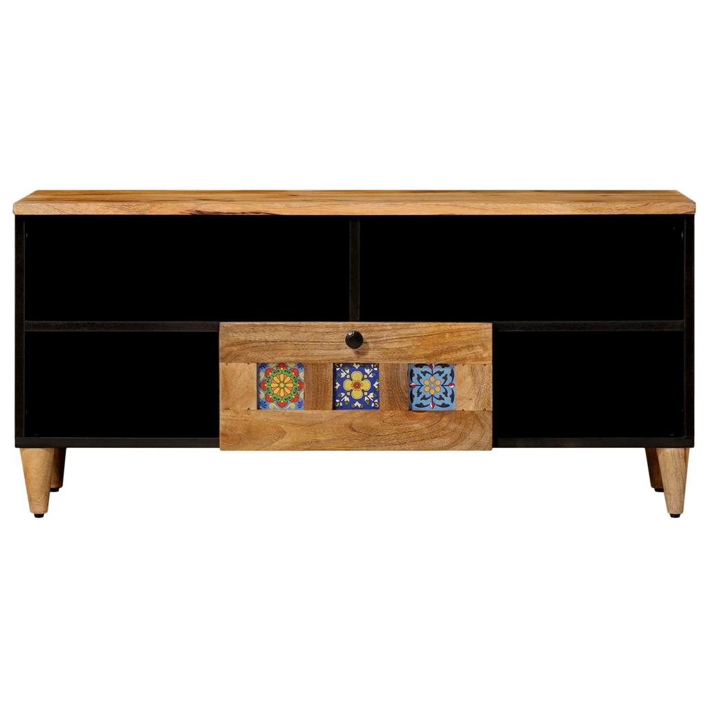 TV Stand with Shelf Natural Finish 100 x 33 x 46 cm Solid Mango Wood