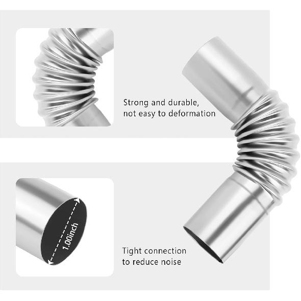 2PCS Air Parking Diesel Heater Exhaust Pipe,Stainless Steel 24Mm Flexible Exhausts Pipe With Clamps,Diesel Heater Accessories Generator Exhaust