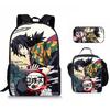 Japan Cartoon Comics Demon Slayer Student Backpack  Stylish Three-Piece Backpack Set 0013
