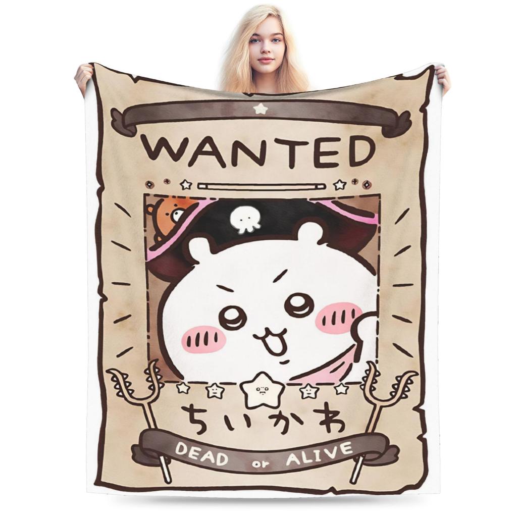 Chiikawa Catoon Flannel Blanket Grabber Kawaii Customized Throw Blankets for Sofa Bedding Lounge 125*100cm Bedspread