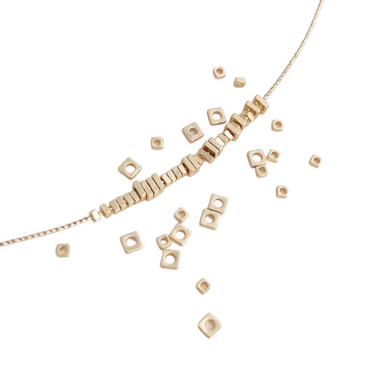 14K Gold Filled Color-Retaining Square Flat Beading Spacers for DIY Jewelry Bracelet Necklace Accessories