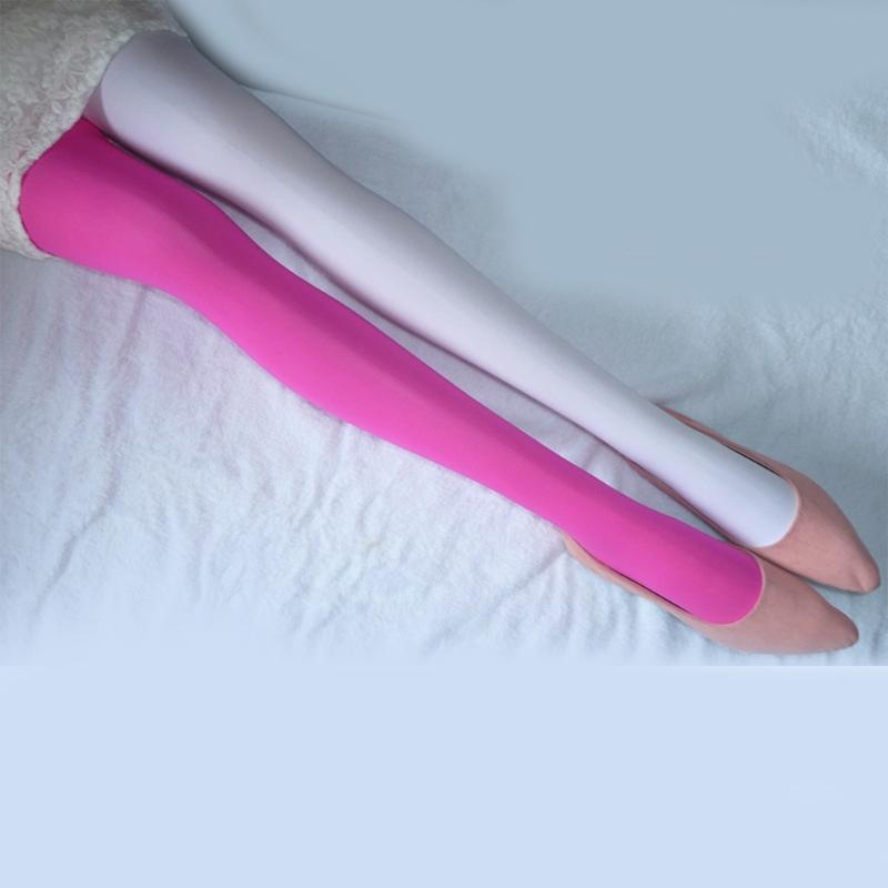 Two Tone Candy Colored Contrast Tights Stockings Open Crotch Designs Asymmetrical Multicolor Pantyhose Hosiery for Women