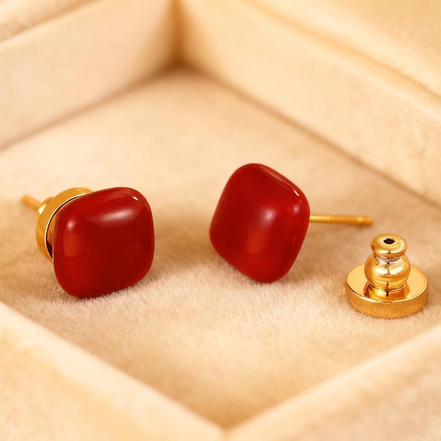 French Minimalist Pearl Stud Earrings - S925 Silver Square Bun Design 18K