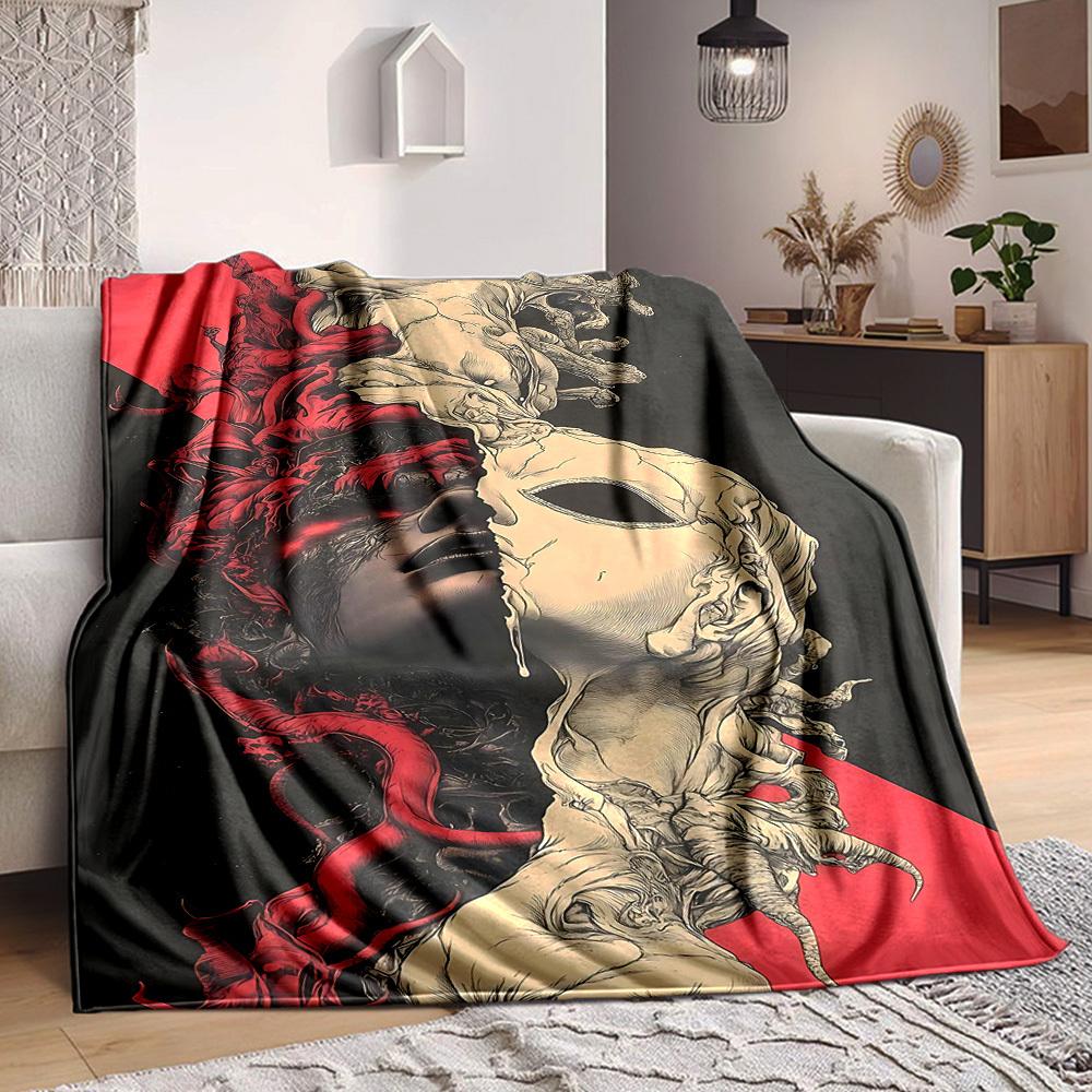 1pc Heart Mask Blanket, Lightweight Flannel Throw Blanket For Sofa, Bed, Travel, Camping, Living Room, Office247
