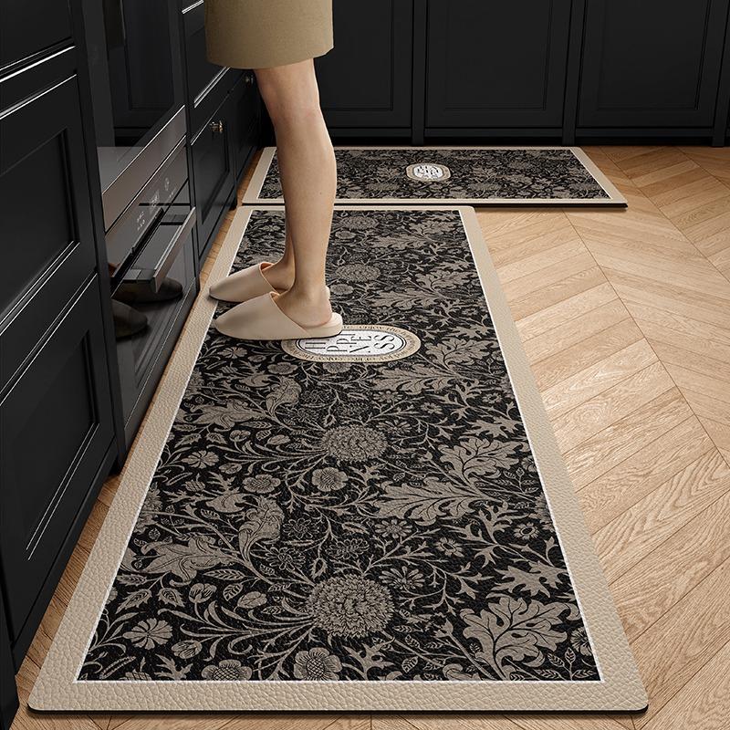 Kitchen Carpet Pvc Leather Waterproof Foot Mat Anti-slip Oil-proof Free Clean Wipeable Floor Mats Long Strip Home Decoration Rug