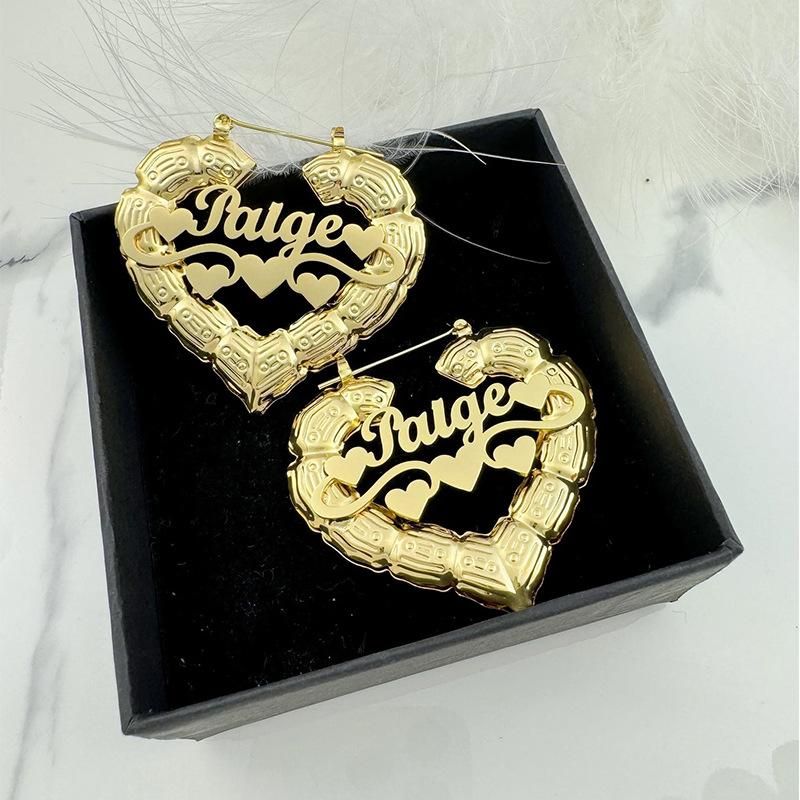 Lateefah Best-Selling Retro Exaggerated Love Stainless Steel Bamboo Earings for Women Creative Fashion Hoop Earrings