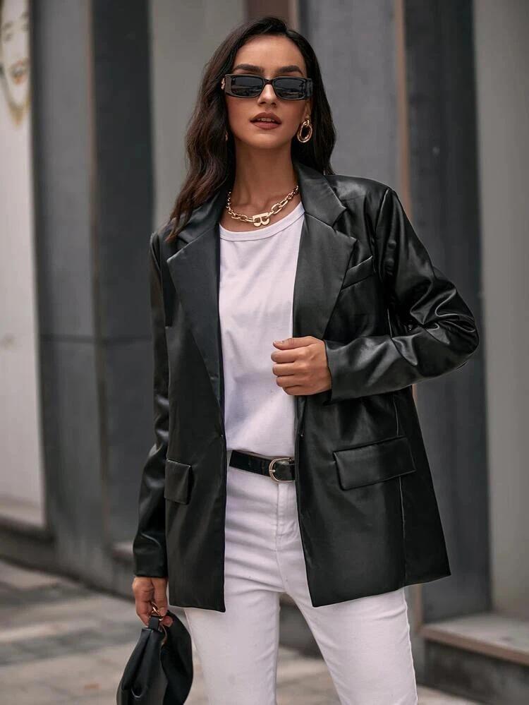 

Блейзер Повседневный Формальный Натуральная Овечья Кожа Ручной Работы Кожаный НОВЫЙ Стильный Черный Женский Ручной Работы 3XL